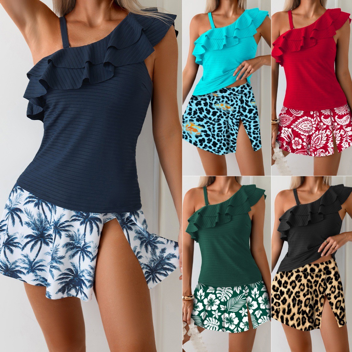 Skirts - Dames tankini badkleding mouwloos crop top