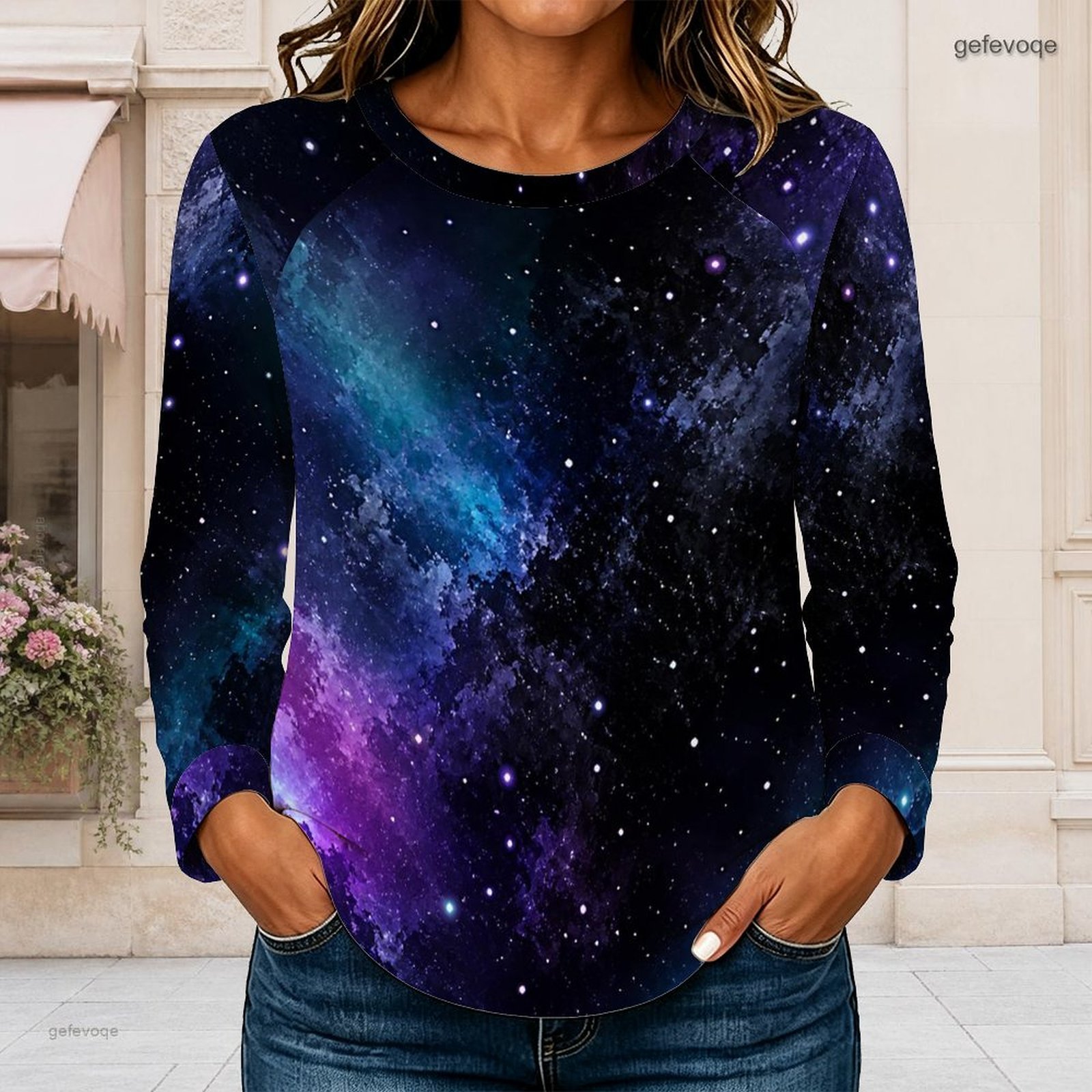 Blouses - Dames T-shirt met ronde hals, raglanmouwen,