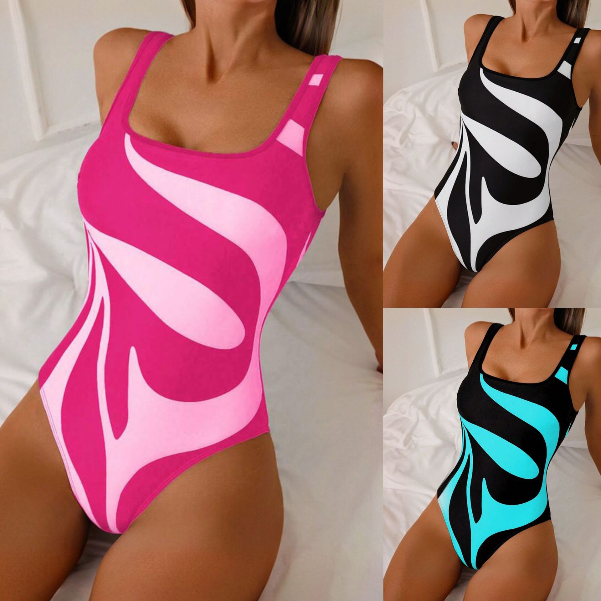 Vrouwelijke tankini met abstra - Swimwear recensie en prijs